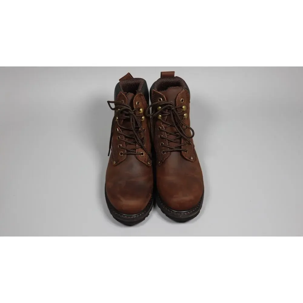 Ever Boot for Men Leather Boots for Construction Rubber Darkbrown Size 8.5